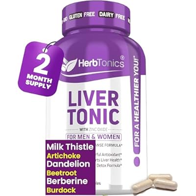 Herbtonics Liver Cleanse Detox & Repair Supplement with Milk Thistle & Artichoke 20-in-1 Liver Support Formula, Energy & Overall Health | Dandelion, Turmeric, Berberine | 120 Vegan Capsules