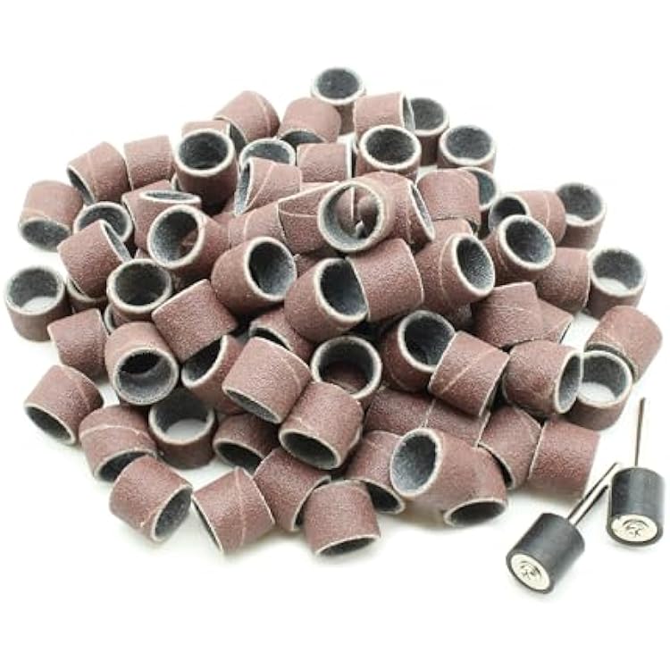 TEMO 100 pc 12 Inch Sand Drum Grit 120 Medium with 2 pc 18 Inch Mandrel for Dremel Rotary Tools