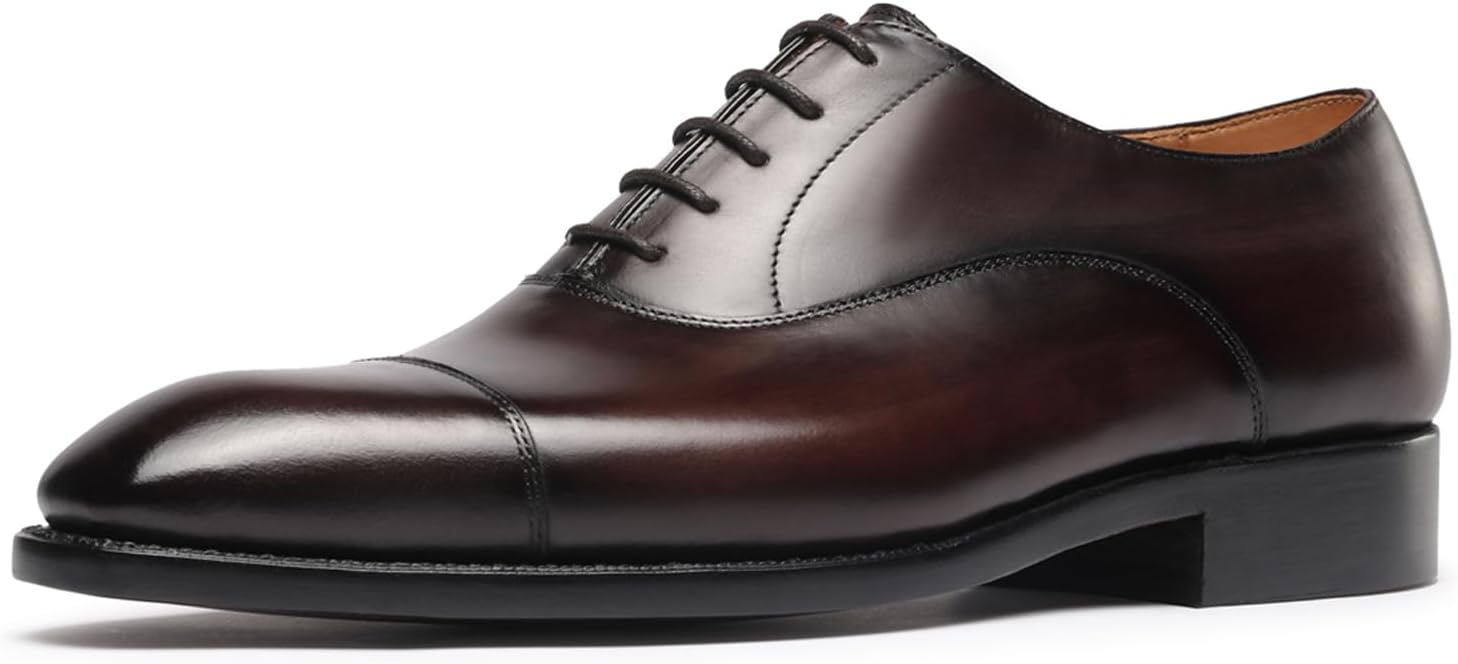 Mens Oxfords Cap Toe Calf Leather Dress Shoes for Wedding,Formal